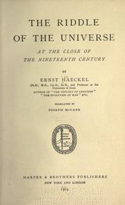 The riddle of the universe at the close of the nineteenth century