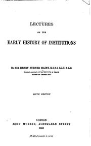 Lectures on the early history of institutions