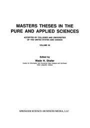 Masters Theses in the Pure and Applied Sciences